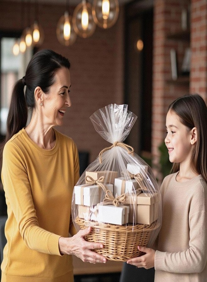 موريباك أكياس سيلوفان كبيرة من مورباك لسلال الهدايا، مقاس 26 × 32 بوصة، أكياس شفافة، 20 قطعة - Image 3